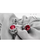 Sterling silver 925 Ruby Earrings Vintage Jewlery vec117s